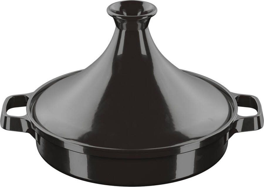 Ernest o Gietijzeren Tajine Ø27 cm Geschikt voor: alle soorten warmtebronnen Ovenbestendig: tot 240 °C Met traditioneel tajine keramisch deksel Onderhoudsvriendelijke en duurzame emaille coating Zeer goede warmteopslag