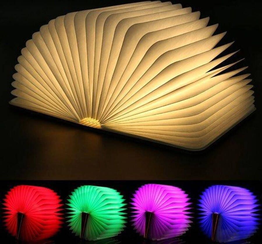 Escozo Boeklamp 21 5CM Grote versie RGB 5 KLEUREN Donker bruin tafellamp Nachtlamp Leeslamp booklamp