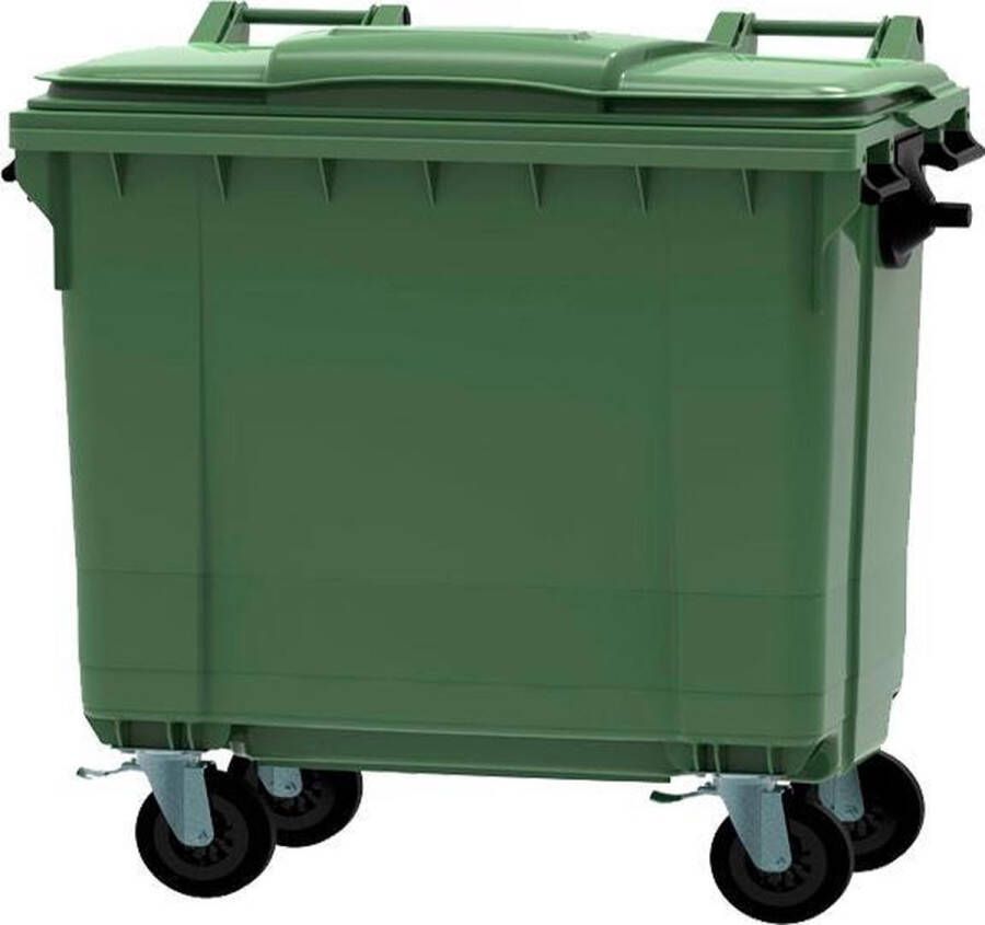 Ese Afvalcontainer 660 liter groen 4 wielen met deksel