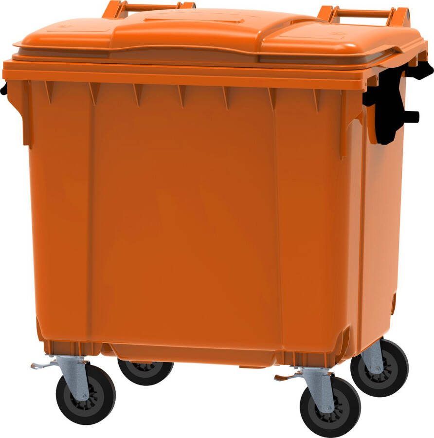 Ese Afvalcontainer 1100 liter oranje met vlak deksel
