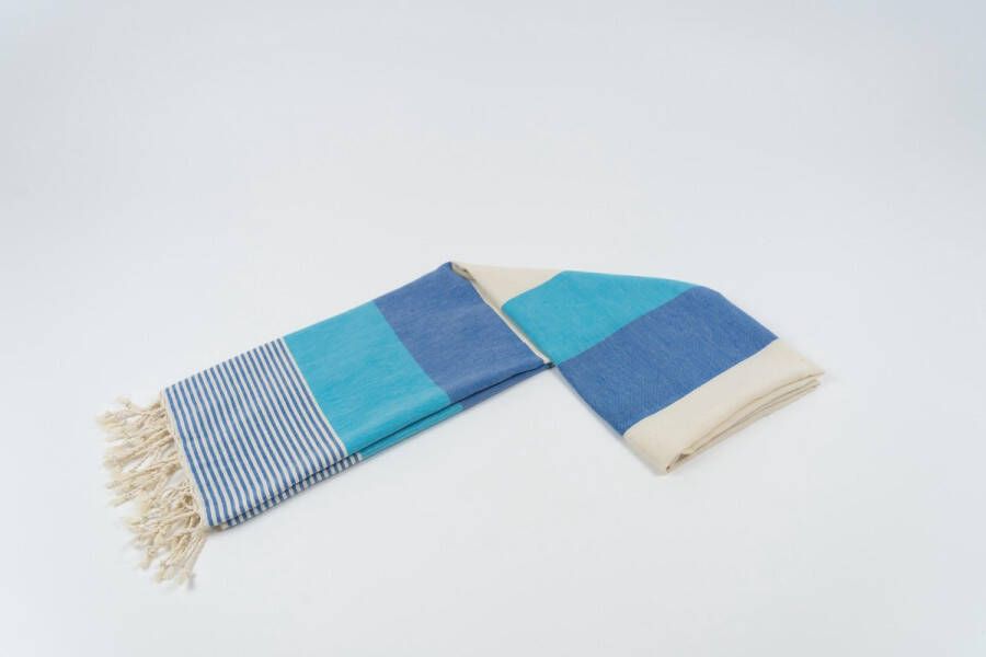 Esenes Oasis Hamamdoek by Dubbel Blauw (180x100cm) compacte strandhanddoek reishanddoek XL