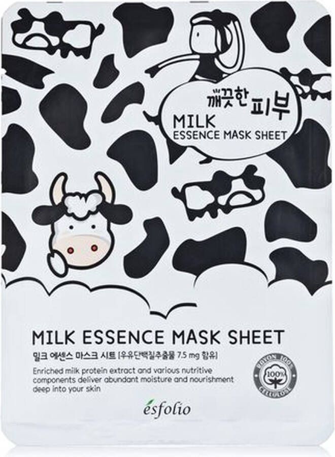 Esfolio Milk Essence Face Mask Sheet Korean Skincare Gezichtsmasker met melk proteine