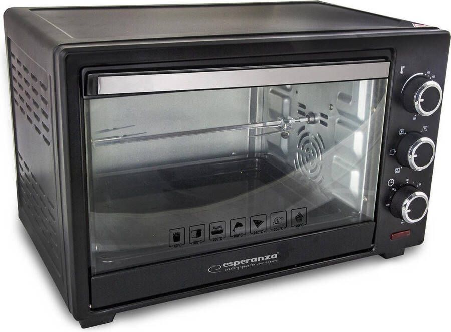 Esperanza EKO006 Mini-oven met convectie en spit 25 l 1600W Zwart