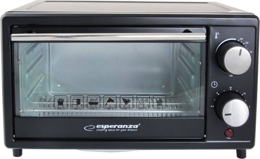 Esperanza EKO007 Mini Oven NIEUW model Vrijstaand 10 Liter inc. Kruimellade en gril