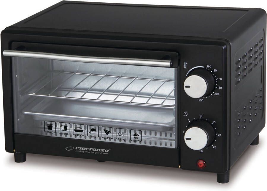 Esperanza EKO007 Mini Oven NIEUW model Vrijstaand 10 Liter inc. Kruimellade en gril