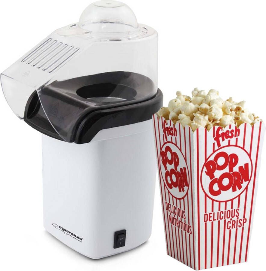 Esperanza EKP005W Popcornmaker Hetelucht popcorn machine zonder olie 1200 Watt 27 cm