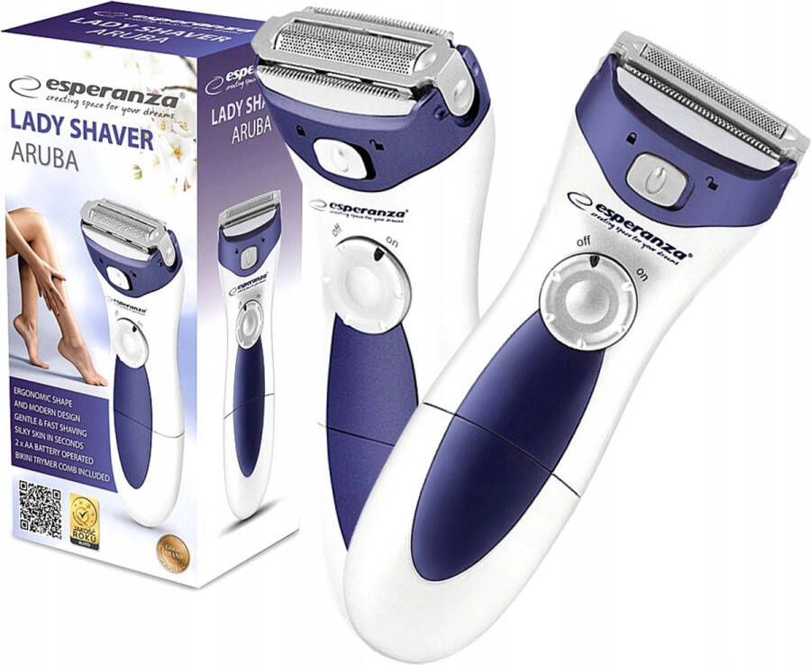 Esperanza Scheerapparaat Benen Lady Shaver Blauw Wit 2 in 1 Scheerapparaat vrouw Dames Trimmer Haarverwijderaar Vrouw Been Scheerapparaat Gezicht Oksels Benen Bikinilijn Ladyshave