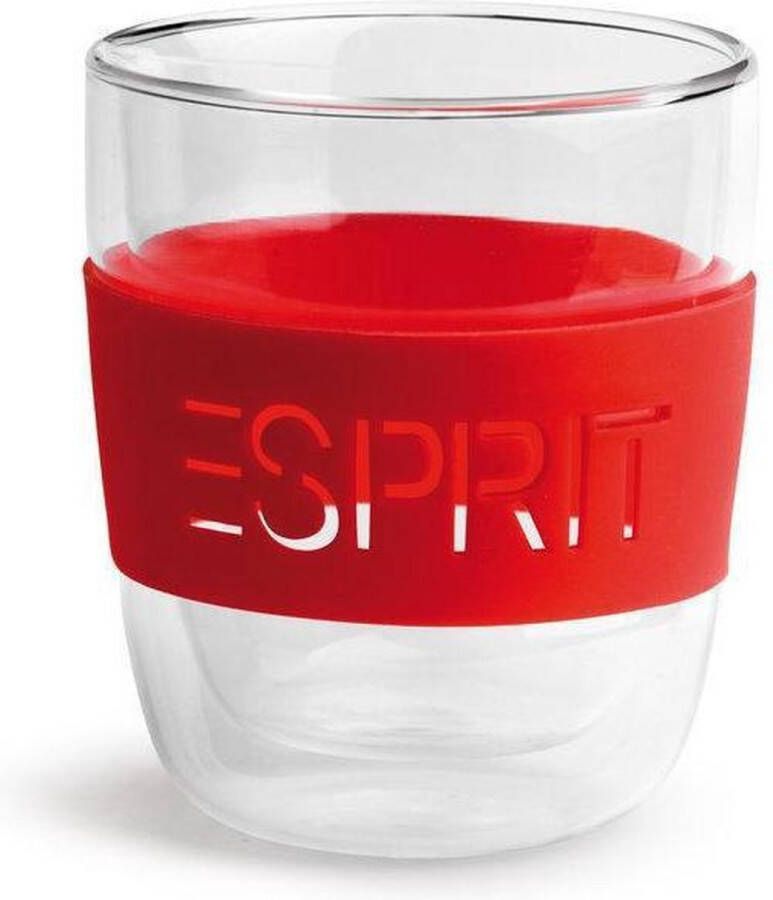 Esprit Home Dubbelwandig Theeglas met Siliconen Ring Rood