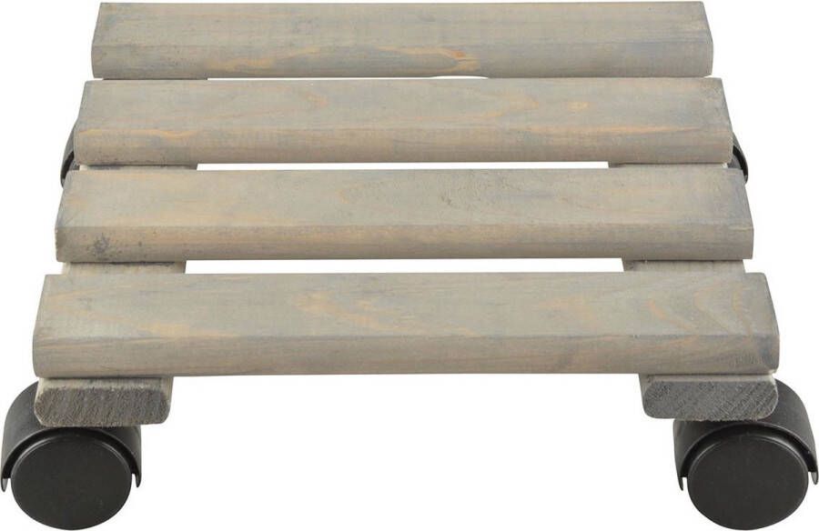 Merkloos Sans marque 1x Plantenonderzetter multiroller vurenhout 28 cm 100 kg Woonaccessoires decoratie houten planken trolley voor kamerplanten