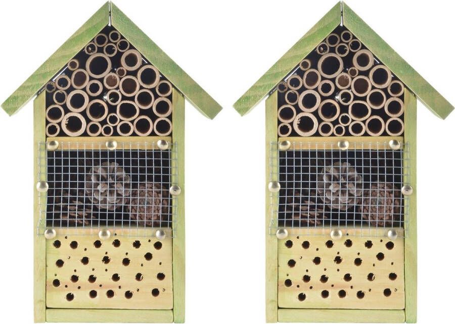 Esschert Design 2x stuks doe-het-zelf insectenhotel insecten nestkast 26 cm Vlinderhuis bijenhuis wespenhotel
