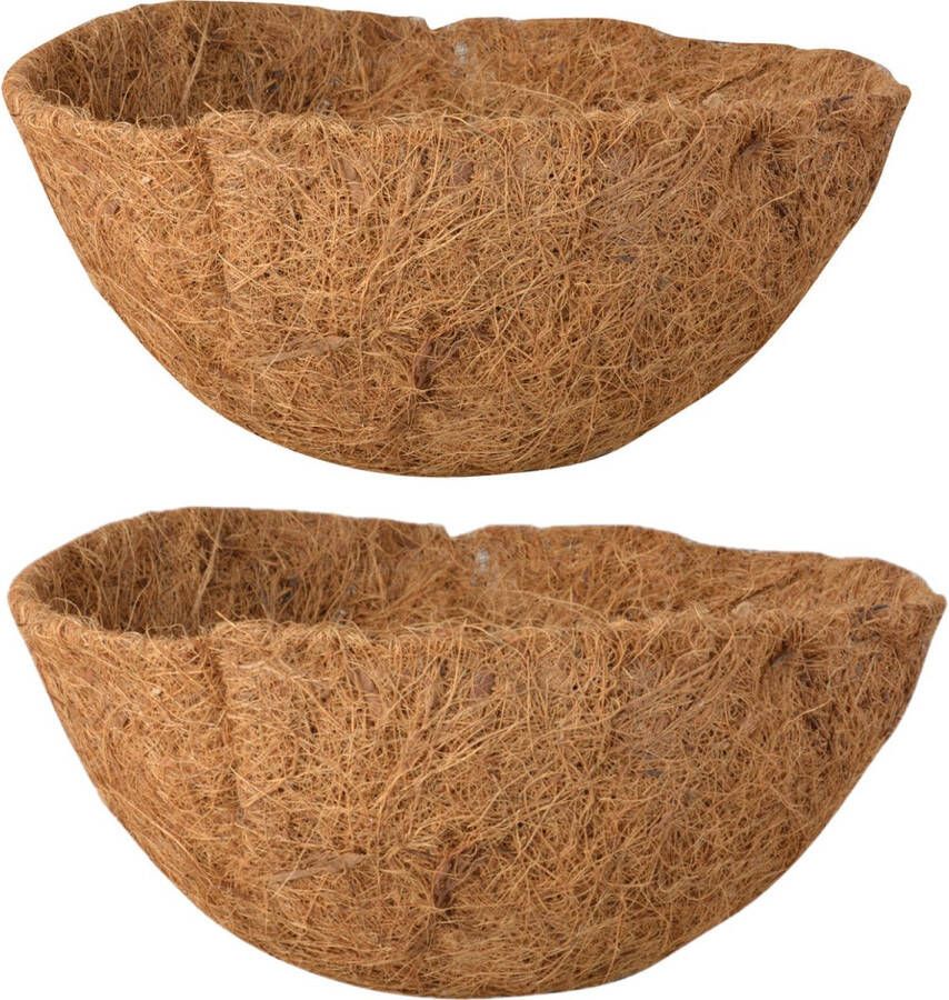 Esschert Design 2x stuks voorgevormde inlegvellen kokos voor hanging basket 25 cm kokosinleggers plantenbak van kokos