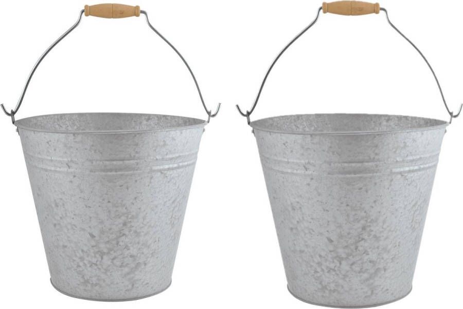 Esschert Design 2x stuks zinken emmers bloempotten plantenpotten 9 5 liter Tuindecoratie Bloememmer bloembak plantenbak Decoratie emmer