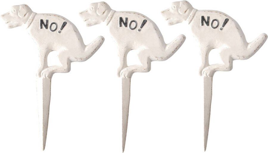 Esschert Design 3x stuks hondenbordjes niet poepen gietijzer 33 cm Tuinsteker hondje no! hondenpoep borden