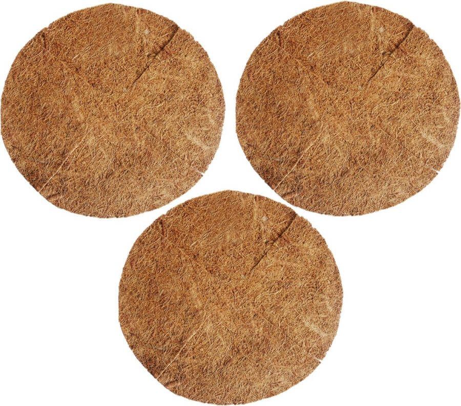 Esschert Design 3x stuks inlegvellen kokos voor hanging basket 25 cm kokosinleggers plantenbak van kokos