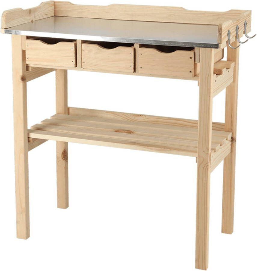 Esschert Design Blank oppottafel met lades