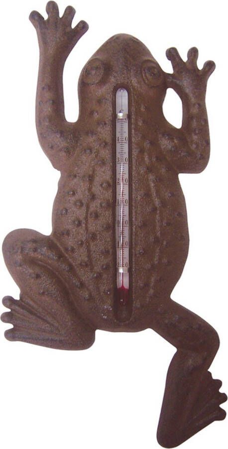 Esschert Design Buiten thermometer van gietijzer in kikker vorm roestbruin tuindecoratie 24 cm Buitenthermometers