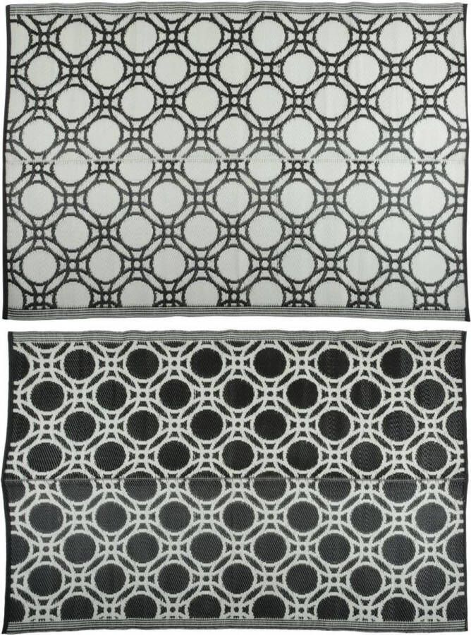 Praxis Esschert Design buitenkleed cirkelpatroon zwart-wit 174x121cm