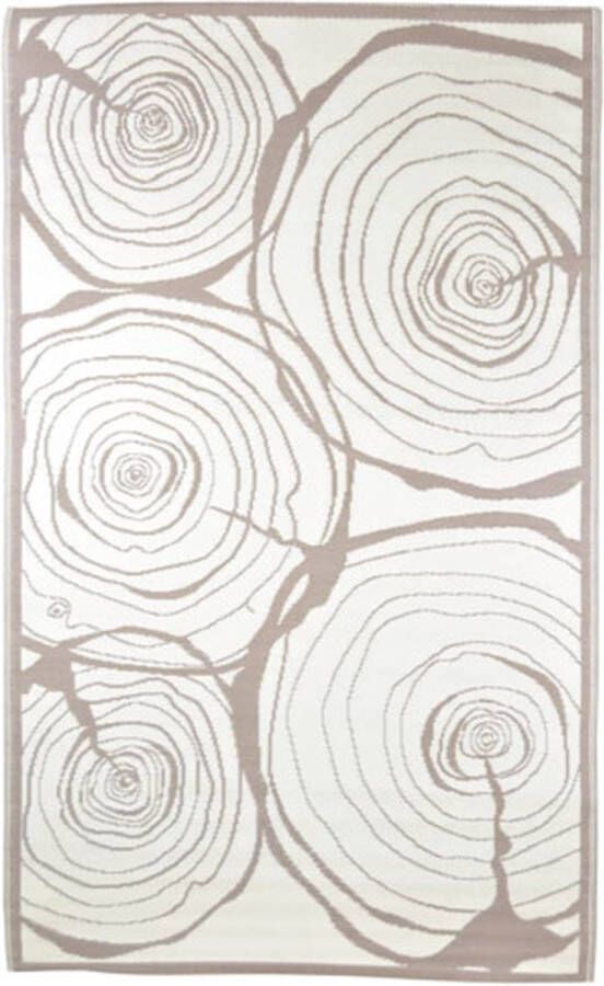 Esschert Design Buitenkleed jaarringen Beige-Crème 150 x240 cm