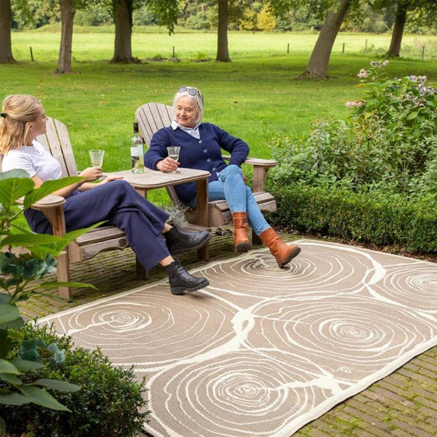 Esschert Design Buitenkleed jaarringen Beige-Crème 150 x240 cm