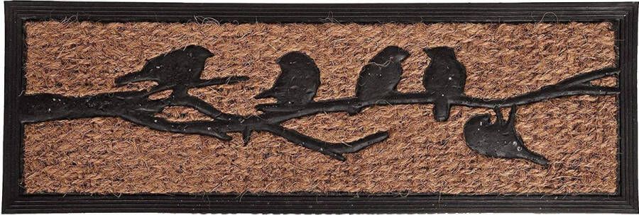 Esschert Design Deurmat 25 X 75 Cm Kokosvezel rubber Bruin zwart vogels birds
