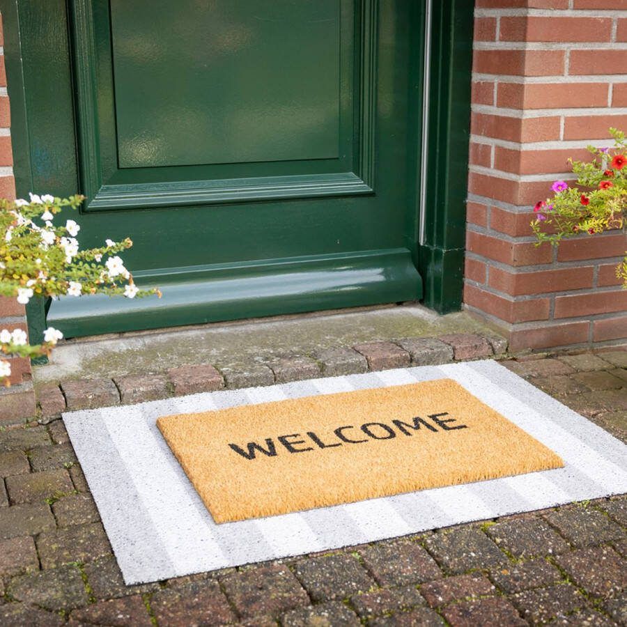 Esschert Design Deurmat onderlaag Gestreept wit-grijs