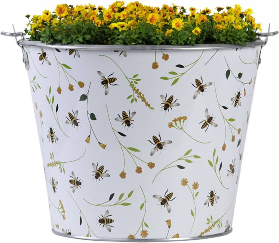 Esschert Design Emmer plantenpot zink print L26 x D24 X H19 cm IJzeren emmer teil