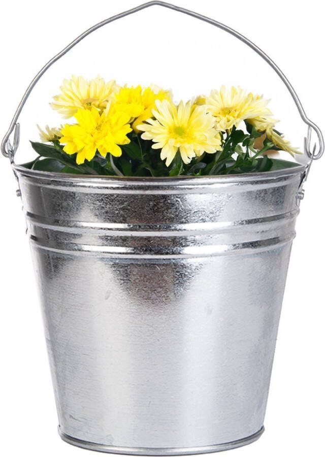 Esschert Design Emmer plantenpot bloempot zink zilver D26 x H25 cm
