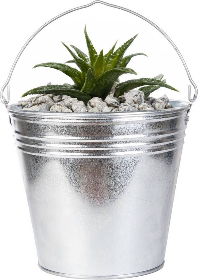 Esschert Design Emmer plantenpot zink zilver D34 x H29 cm IJzeren emmer teil