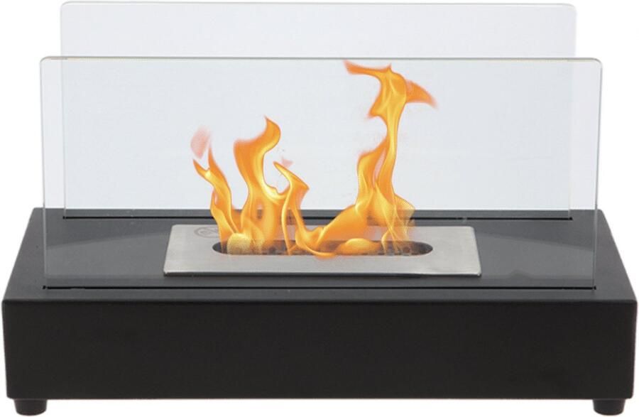 Esschert Design Fancy Flames tafelhaard rechthoekig Zwart Bio-ethanol Sfeerhaard Roestvrij staal L 35 5 cm x D 18 cm x H 20 6 cm