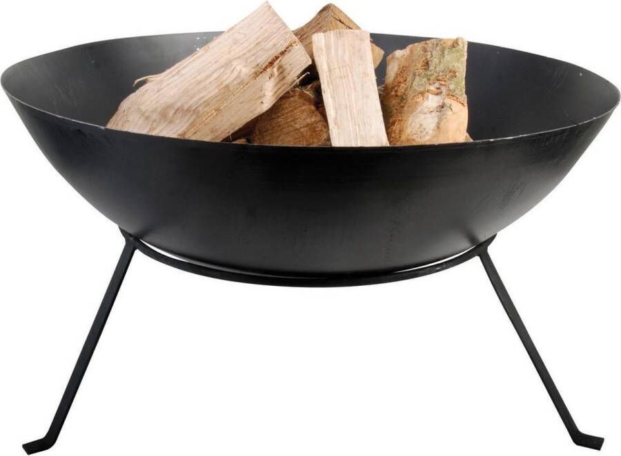 Esschert Design Esschert Vuurschaal op Pootjes Ø 60 cm L 60 x B 60 x H 35 cm Staal Zwart- Vuurkorf Vuurschaal BBQ Vuurschaal voor buiten Terraskachel Tuinkachel