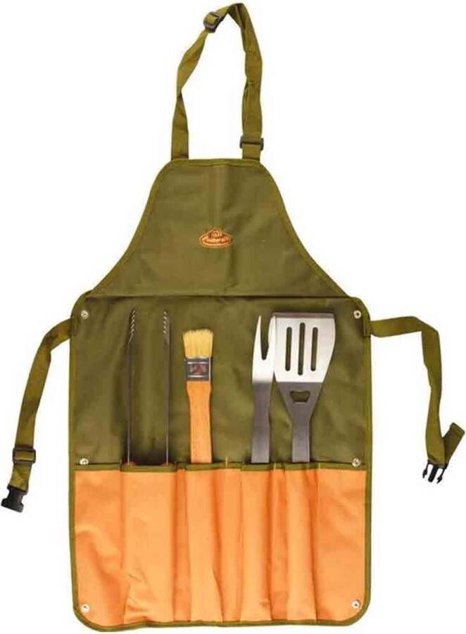 Esschert Design barbecueschort gereedschap RVS canvas 5-delig