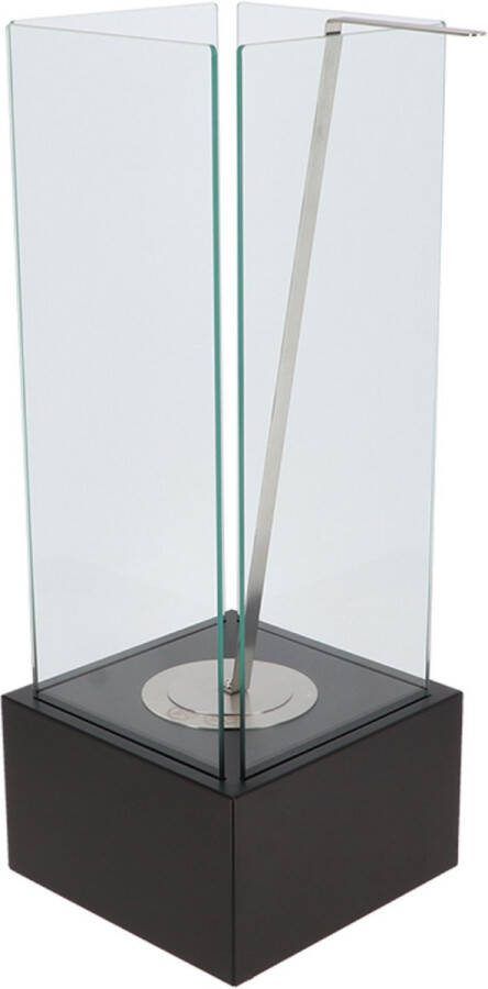 Esschert Design Fancy Flames Bioethanol tafelhaard wervelvlam rond 25cm 65cm hoog RVS Zwart- bio ethanol Sfeerhaard- Roestvrij staal L 25 x D 25 x H 65