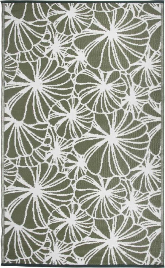 Praxis Esschert Design buitenkleed bloemmotief groen-wit 241x152cm