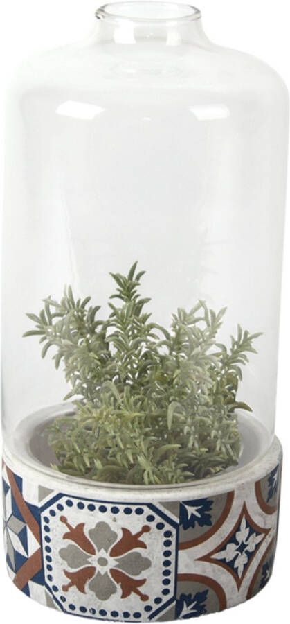 Esschert Design Glazen Kweekklok met Portugese Tegels effect Cactuspot