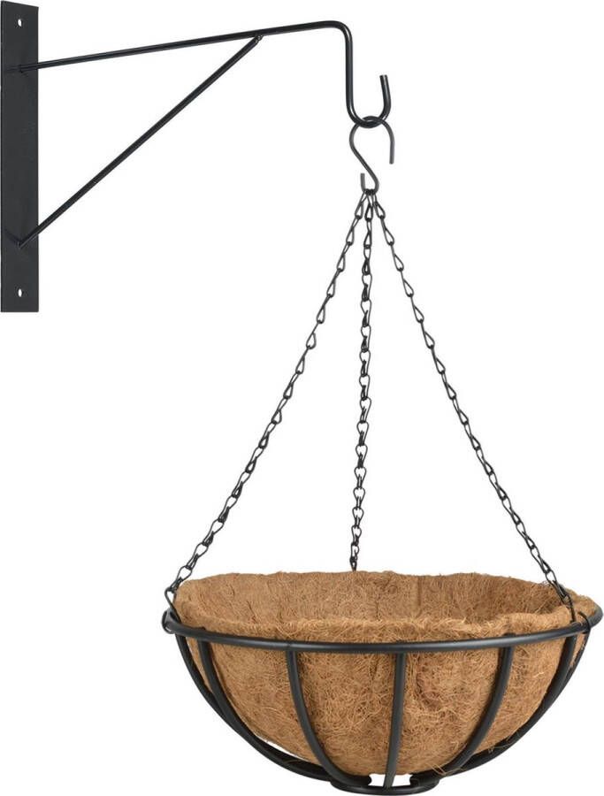 Esschert Design Hanging Basket 35 Cm Van Metaal Met Muurhaak Complete Hangmand Set Plantenbakken