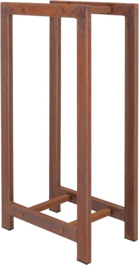 Esschert Design Houtopslag Roestkleurig 37 8x23 2x77cm Cortenstaal Hout Opslag Roest Metaal Brandhout Rek