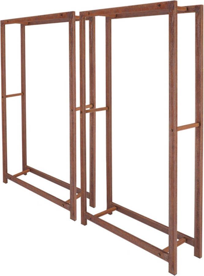 Esschert Design Houtopslag set roest L 2 stuks Houtopslag Metaal Bruin
