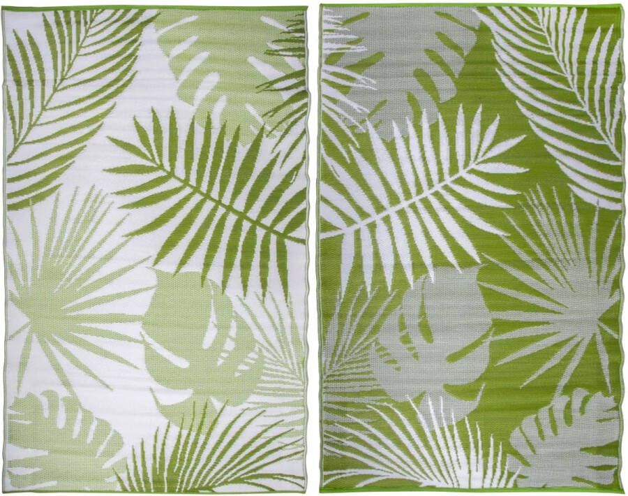 Praxis Esschert Design buitenkleed jungle bladeren groen-wit 241x152cm