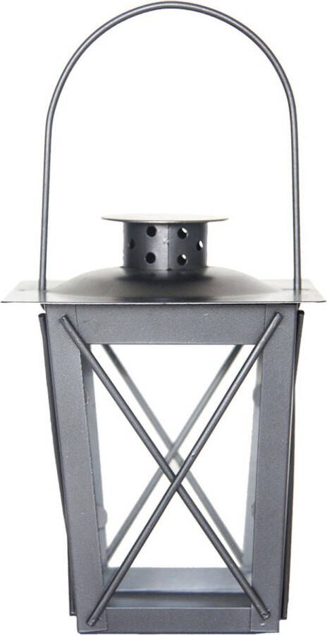 Fancy Flames Zilveren tuin lantaarn windlicht van ijzer 12 x 12 x 16 cm Lantaarns