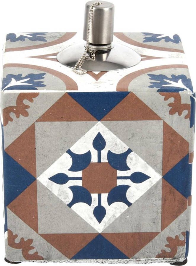 Esschert Design Olielamp Portugese tegels beton 13 6x17 4cm