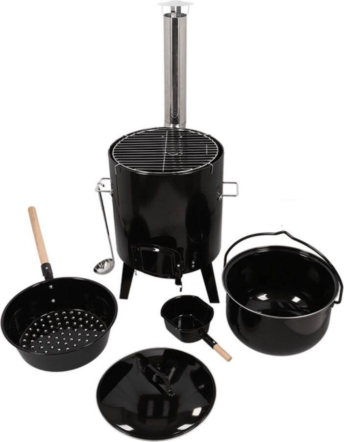 Esschert Design Outdoor stoofkachel set Vuurhaard Staal Zwart