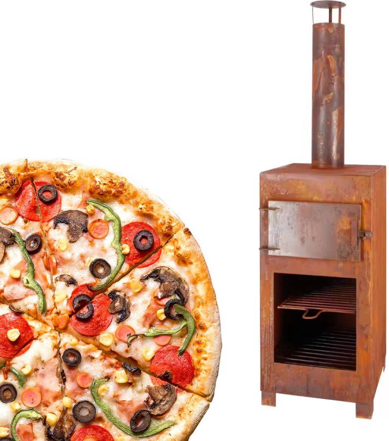 Esschert Design Pizza oven voor buiten (Inclusief pizza steen) 100% zeker een krokante pizza bodem met deze pizzaoven terraskachel