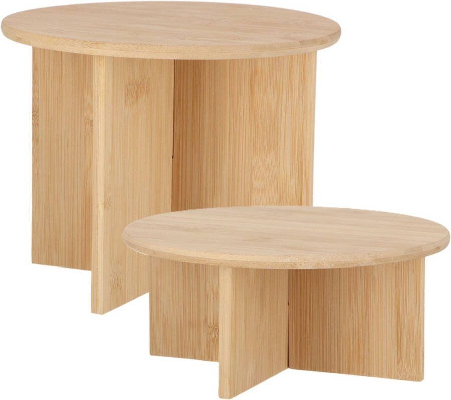 Esschert Design plantenpot verhogen tafeltjes set 2x stuks van bamboe D25 x H11 D25 x H19 cm