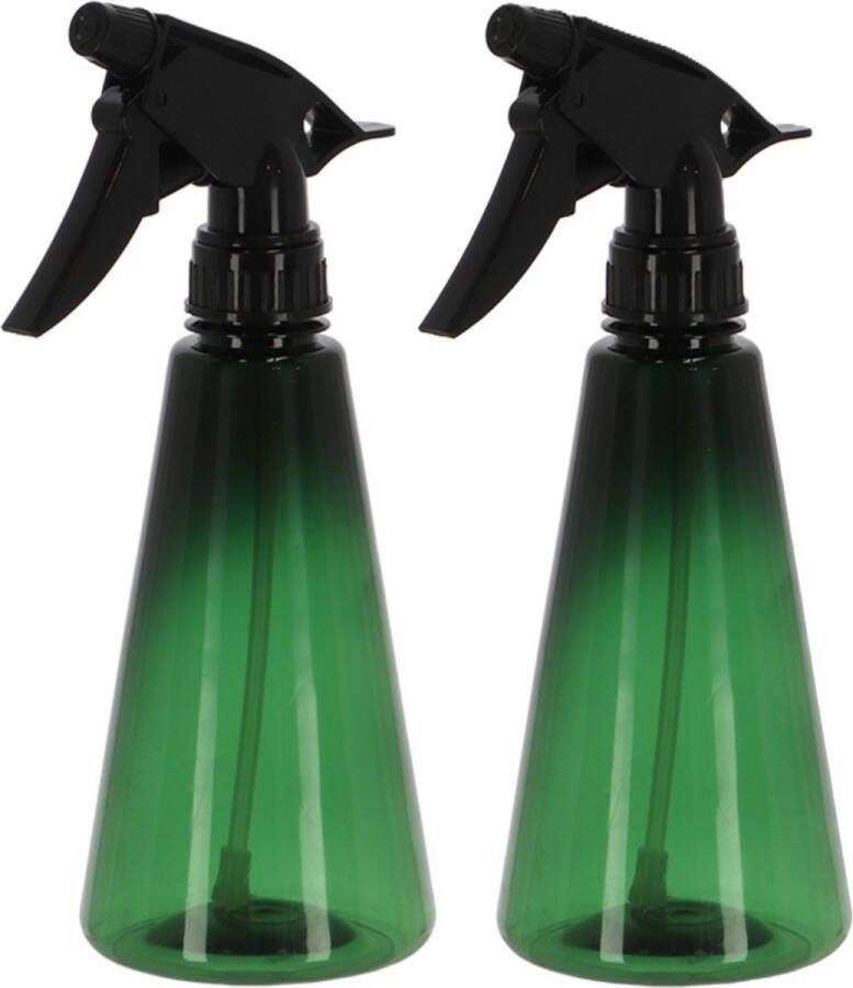 Esschert Design plantenspuit vernevelaar 2x PET smaragdgroen zwart kegelvorm 21 cm