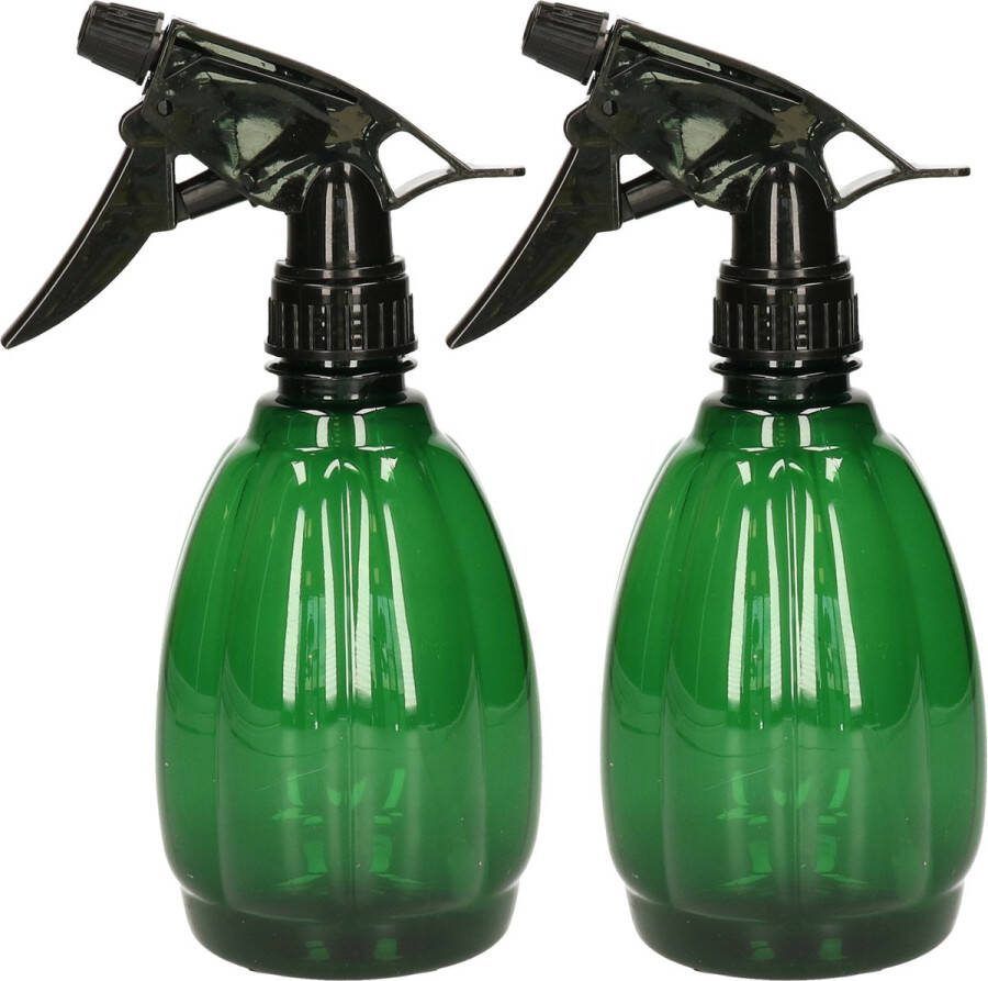 Esschert Design plantenspuit vernevelaar 2x PET smaragdgroen zwart ronde vorm 21 cm