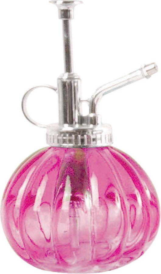 Esschert Design plantenspuit vernevelaar glas fuchsia zilver 15.5 cm