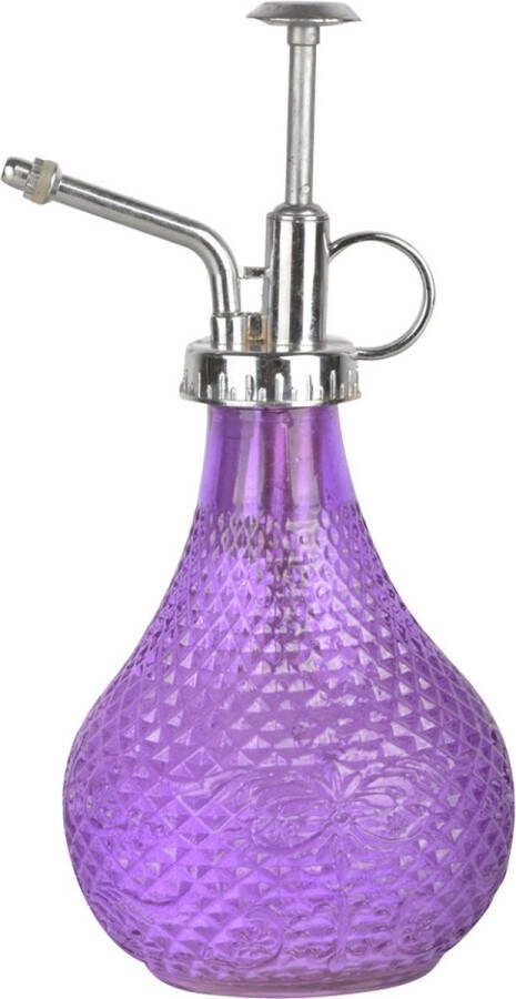 Esschert Design plantenspuit vernevelaar glas paars zilver 20.5 cm