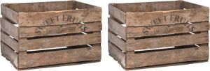 Esschert Design Set van 2x stuks houten opberg fruitkisten kratten 42 x 51 cm Aardappel appel kratjes kistjes Fruit opslagkisten
