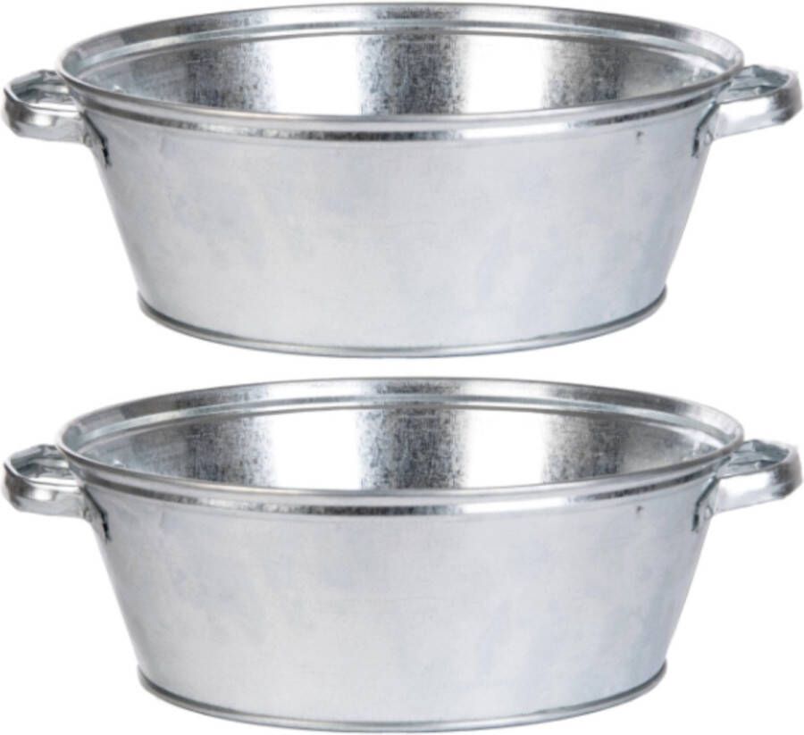 Esschert Design Set van 4x Ronde zilveren zinken drankemmers drankkoelers 11 liter Metalen emmers