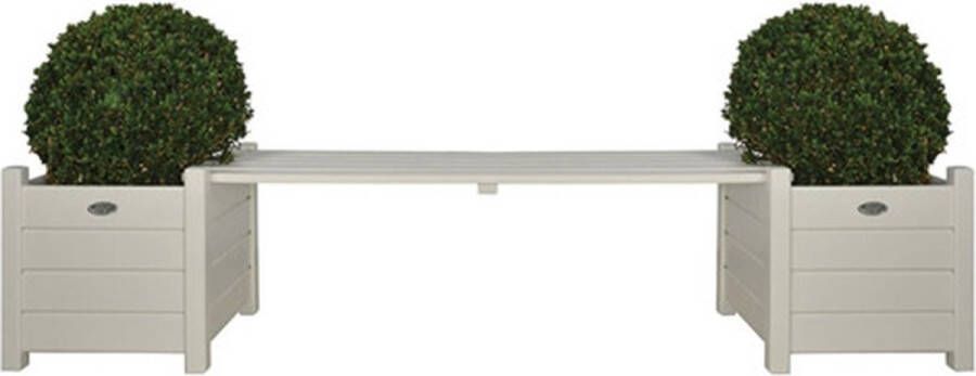 Esschert Design Set van twee plantenbakken met bank wit